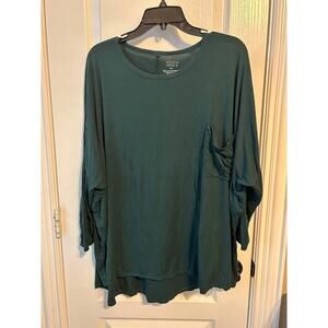 Moon + Beck XXL Soft Dolman Sleeve Pocket Tee Hunter Green